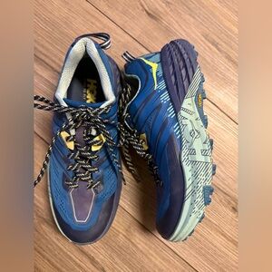 Hoka Blue and Yellow Trail Running Shoes